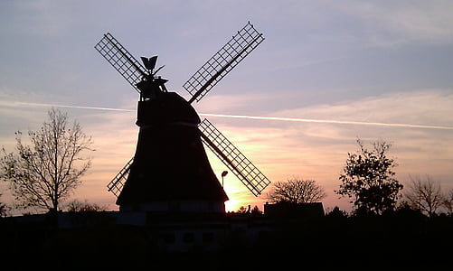 Mill, Afterglow, Windmill, motljus, naturen, Twilight, landskap