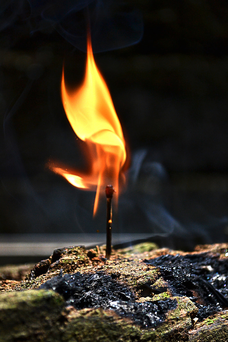 ogenj, Match palico, gorijo, pereč, plamen, plameni, dima