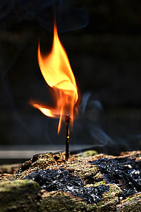 火, マッチ棒, 書き込み, 燃焼, 炎, 炎, 煙