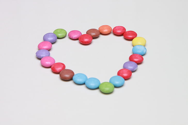 godteri, farget, hjerte, kjærlighet, rød, søt, Valentine