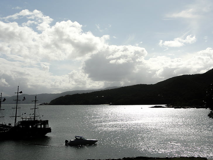 Mar, boot, Florianopolis, eiland Santa catarina, Brazilië, Bay, landschap