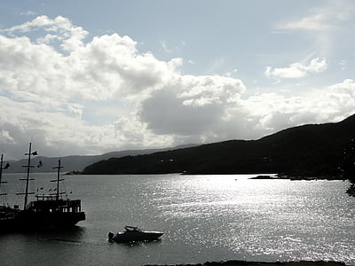 mar, barco, Florianópolis, Ilha de Santa catarina, Brasil, Baía, paisagem