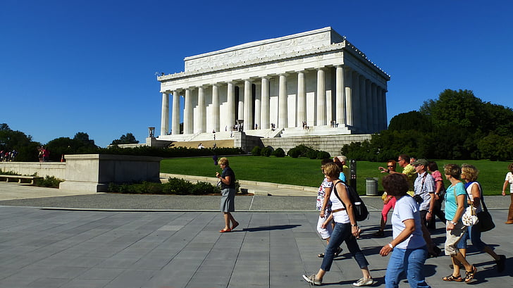 Lincoln memorial, Washington, september, turister, USA