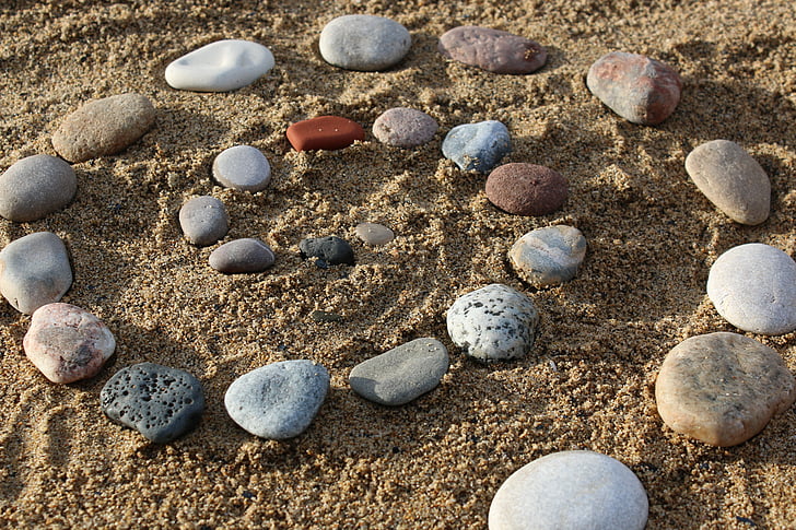 natura, roques, Zen, pedres de sorra, Costa, pedres, espiral