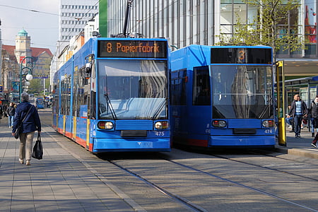 kassel, city, friedrichsplatz, downtown, tram, transport, road