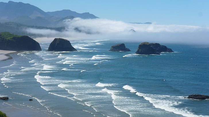hav, kysten, bølger, Oregon, USA, stranden, vann