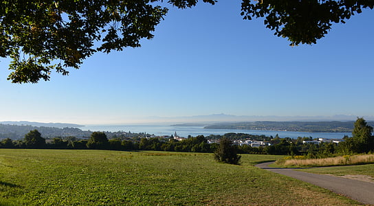 Lago di Costanza, vista, vista lago, Überlingen, cielo, Lago, sole