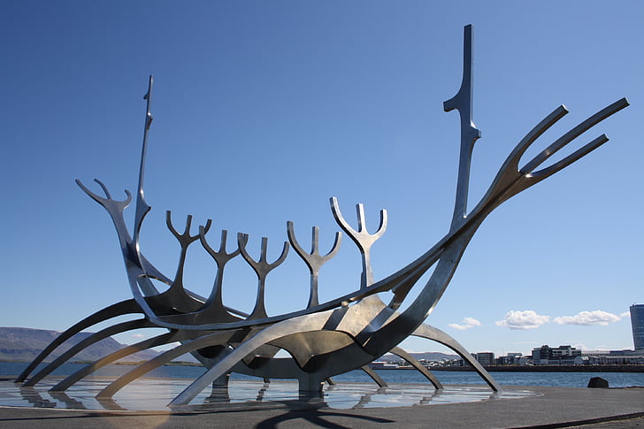reykjavik, iceland, sculpture, capital, solfar, sun ship, landmark