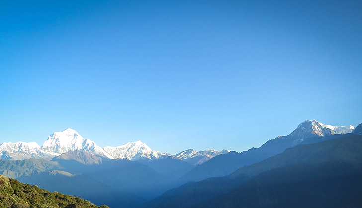 Annapurna kalnų grandinė, Nepalas, kalnai, smailių, slėniai, kalvos, sniego