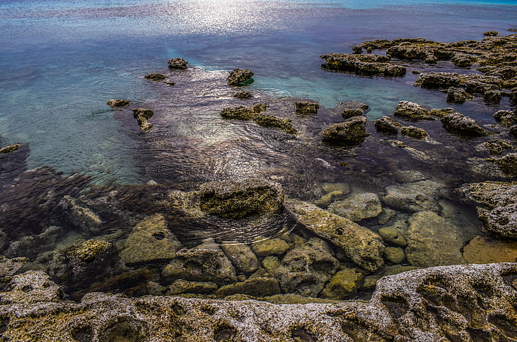 岩の海岸, 石, 海, 透明です, 水, 自然, ビーチ