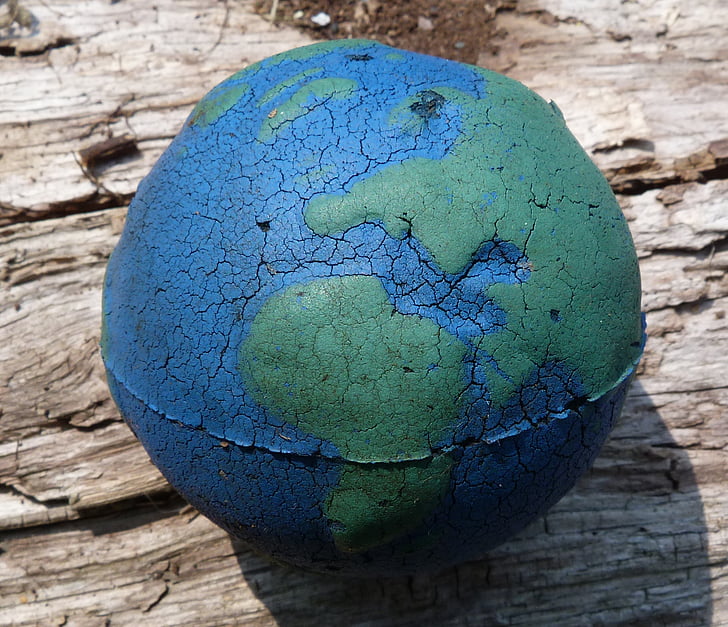 โลก, ลูกบอล, พลาสติก, ไม้, สีฟ้า, สีเขียว, ของเล่น