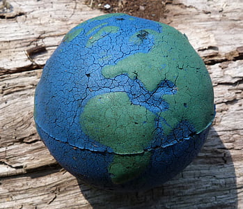 bumi, bola, plastik, kayu, biru, hijau, mainan