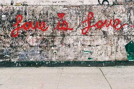 爱, 防暴, 涂鸦, 墙上, 街道, 艺术, 红色