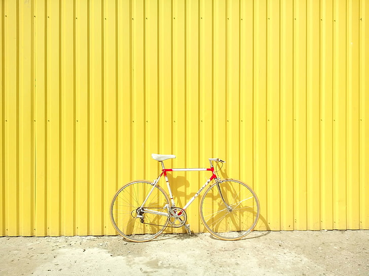 bianco, rosso, montagna, bici, costruzione, vintage, biciclette