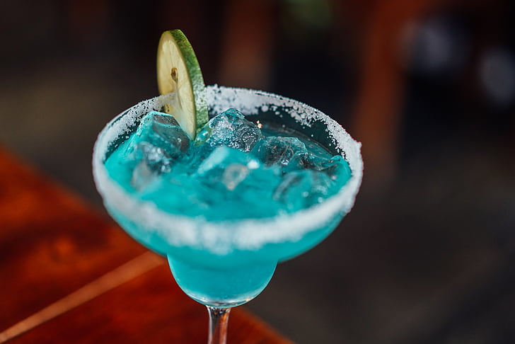 macro, photography, blue, tequila, clear, margarita, glass