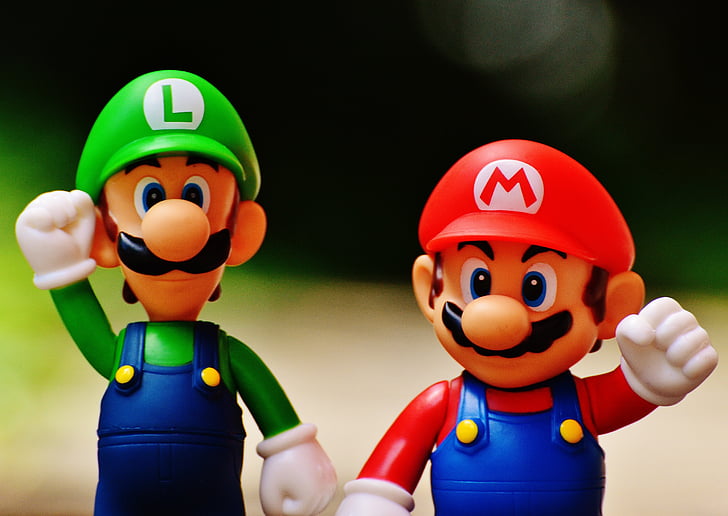 Mario, Luigi, figuras, gracioso, colorido, lindo, niños