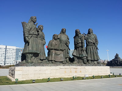 inner mongolia, jingkiseukan, mongol empire, kagan, statue, genghis khan, mongolia