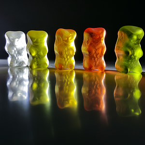 Gummibärchen, orsetti gommosi, orso, gelatina di frutta, Haribo, immagine di sfondo