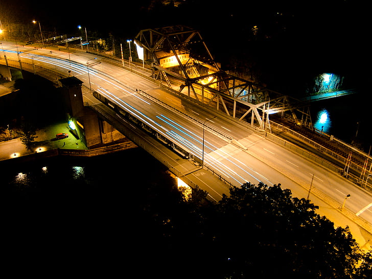 timelapes, Fotoğraf, Köprü, Araba, Işıklar, uzun pozlama, Fotoğraf