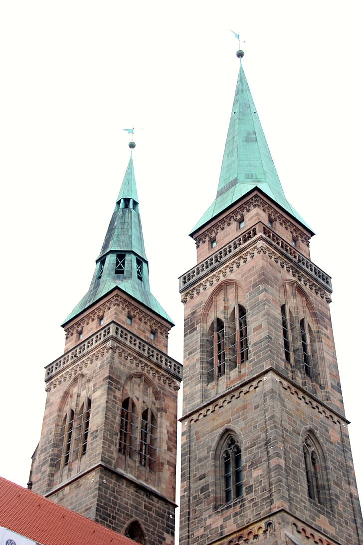 facade, gamle bydel, Nürnberg, arkitektur, kirke, fast ejendom, tårne