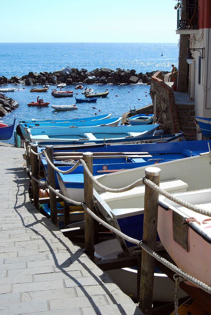 båt, Porto, Cinque terre, Riomaggiore, Liguria, Italia, farger
