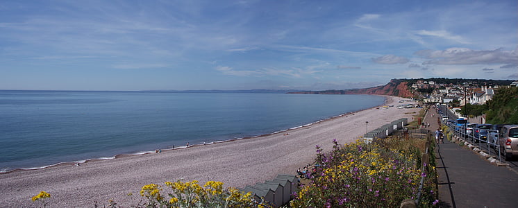 Budleigh, mar, Playa, Costa, Inglaterra, Devon, junto al mar