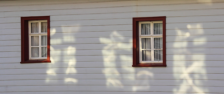 okno, Dovolenka, svetlo, biela, červená, drevené fasády, Domov