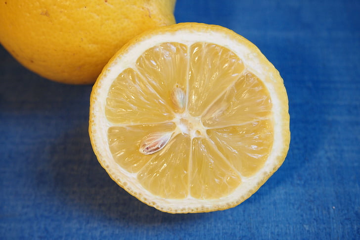 lemon, half of lemon, yellow, fruit, sour