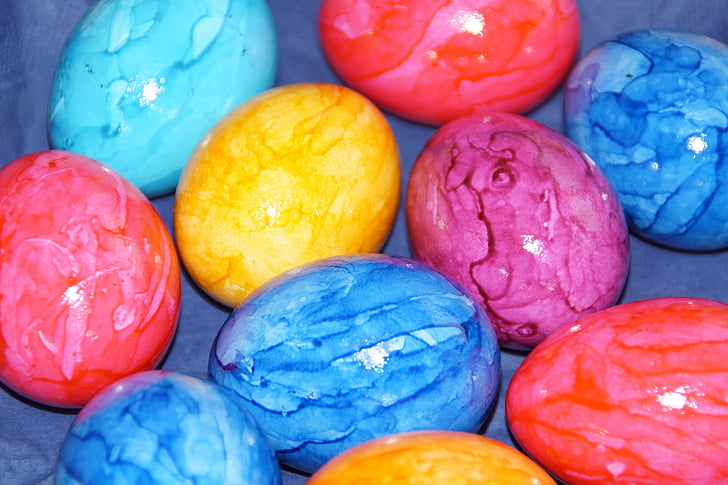 easter eggs, spring, easter bunny, basket, körbchen easter basket, egg, colorful