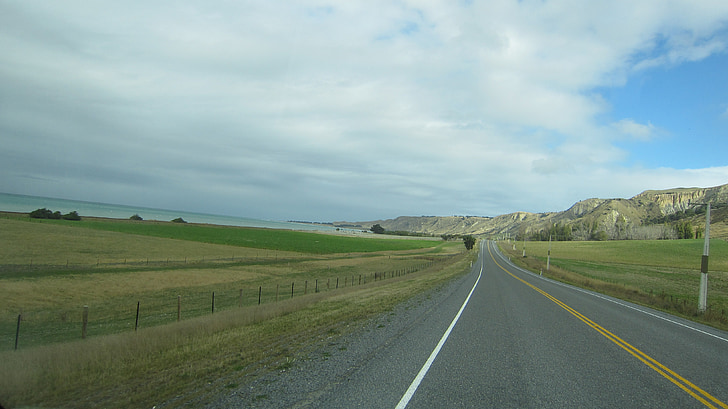 drumul, Noua Zeelandă, frumos, pitoresc, peisaj, cer, natura
