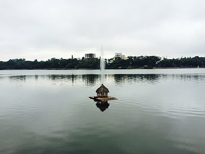 Lago, casa del pato, agua, India, arquitectura