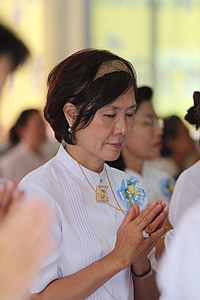 будисти, молитва, хора, жена, Тайланд, Тайландски, традицията