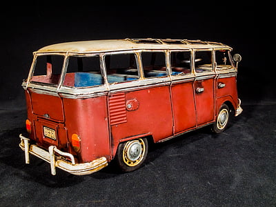 carro de metal de folha, modelo de carro, VW ônibus, Volkswagen, campista, ônibus de campismo, ônibus de samba