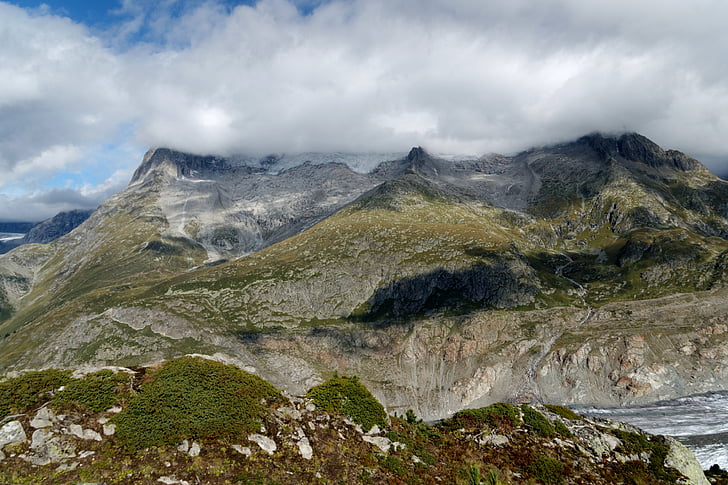 Glaciar de Aletsch, Suíça, Valais, geleira, região de Jungfrau