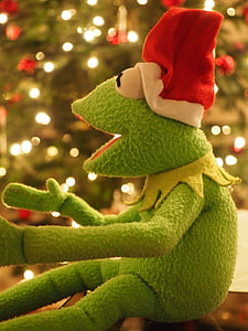 Kermit, żaba, Boże Narodzenie żaba, Boże Narodzenie, Święty Mikołaj, wesoły, śmieszne