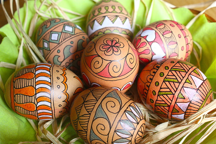 Wielkanoc, jaja, pisanki, tekstury, ornament, kolorowe pisanki, kultur