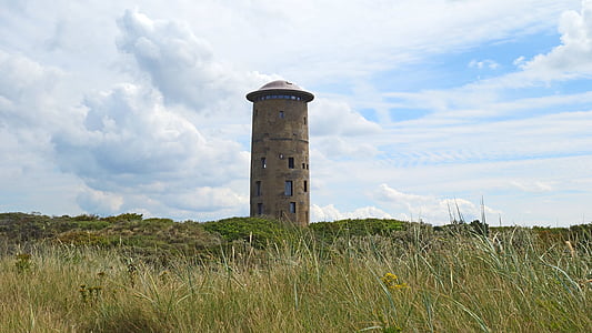 domburg, coast, dunes, lighthouse, blue sky, dune, nature