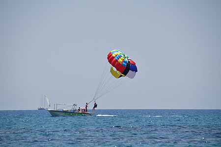 parasailing, paragliding, more, vodný šport, padák, zábava, loď