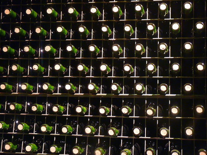 botol, hijau, minuman, anggur, rak, Cork