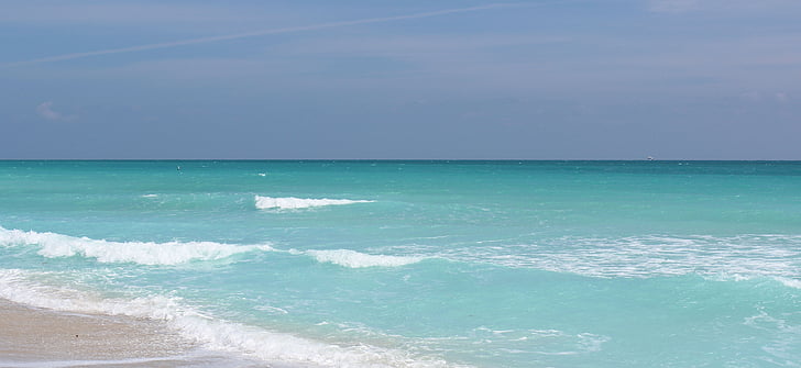 pludmale, Miami, Florida, jūra, krāsa, vasaras, zila