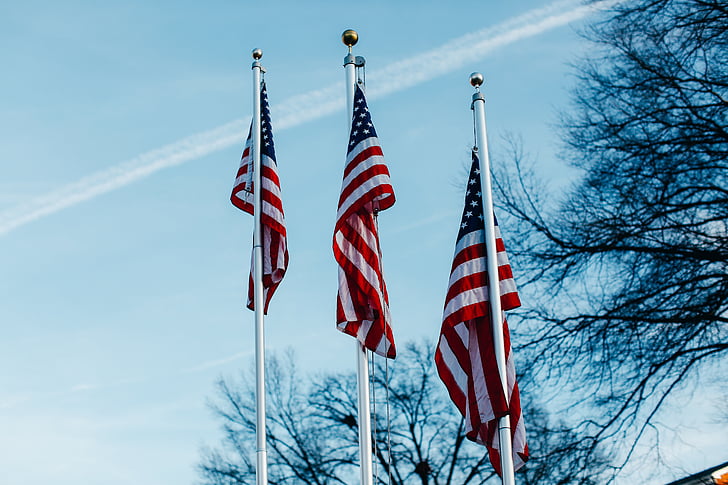 τρεις, ενωμένοι, κράτη μέλη, Αμερική, σημαία, πόλοι, Αμερικανική