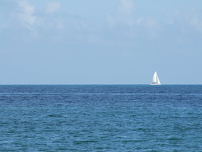 платноходка, лодка, море, порт, синьо, ветроходство, спокойствие