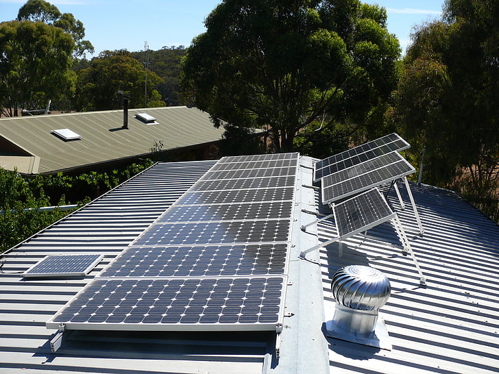 Solar, tető, panelek, Farm, ház, fészer, villamos energia