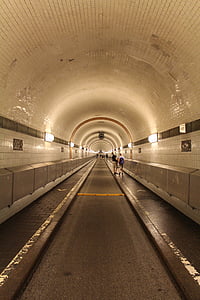 tunnel, hamburg, elbe tunnel, lighting, auto, traffic, road