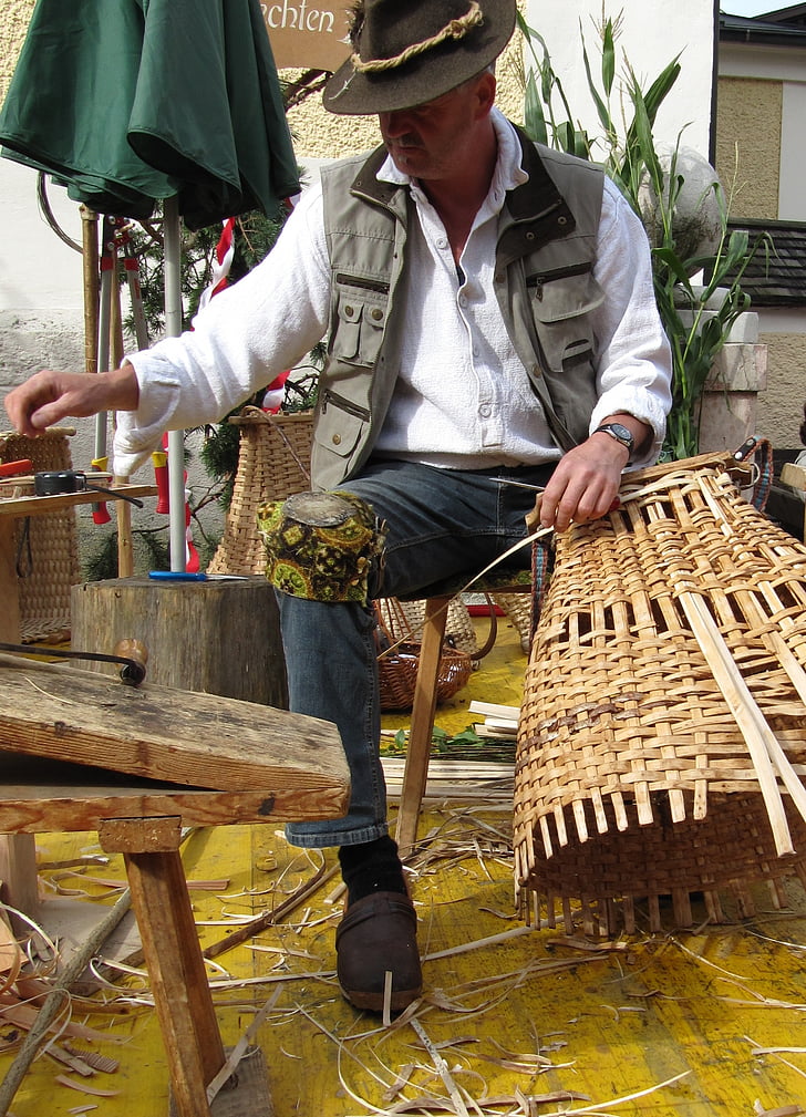 basket weavers, man, wicker basket, tradition, craft, cultures, people