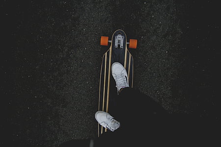 hobby, male, man, person, road, shoes, skateboard