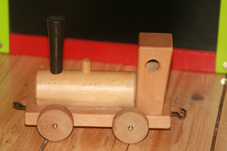 igračke, drveni željeznički, izgraditi, igrati, drvo, djeca, pogon