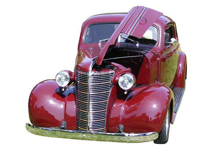 gat, Oldtimer, Chev, Chevrolet, 1938, vermell, marró