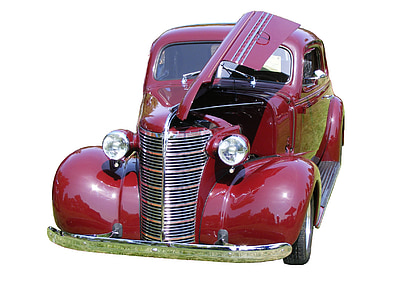 katten, Oldtimer, Chev, Chevrolet, 1938, rød, rødbrun