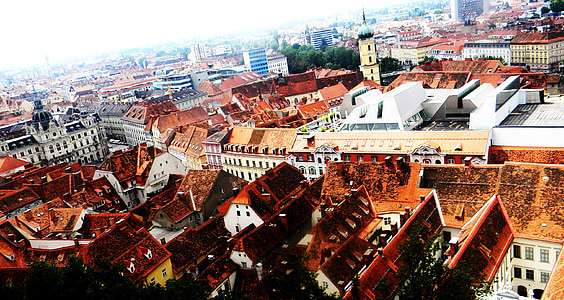 Graz, Styria, Saat Kulesi, Avusturya, Şehir, evleri